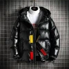 New winter hooded, loose, casual, shiny reflective thickened cotton-padded jacket for men 098P55 Application Scenario